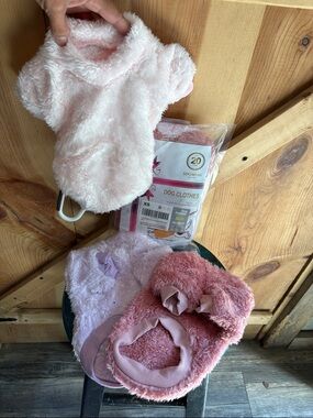 Pack of Light Pink,Rose and Light Lavender Plush Dog Sweatshirt - Soft Faux Fur